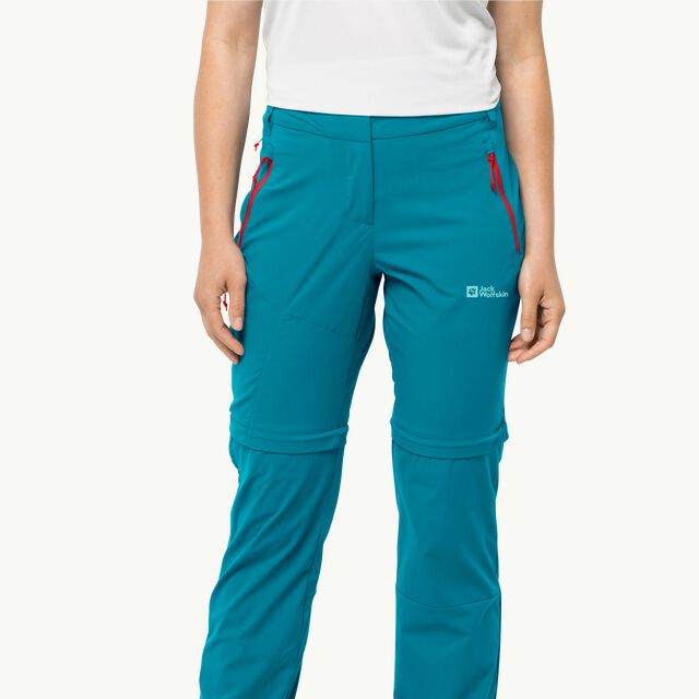 GLASTAL ZIP AWAY PANTS W - tile blue 44 - Women's softshell hiking trousers  – JACK WOLFSKIN