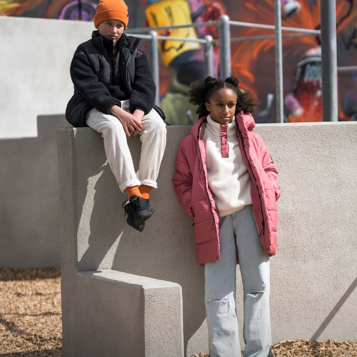 Girl and boy laughing