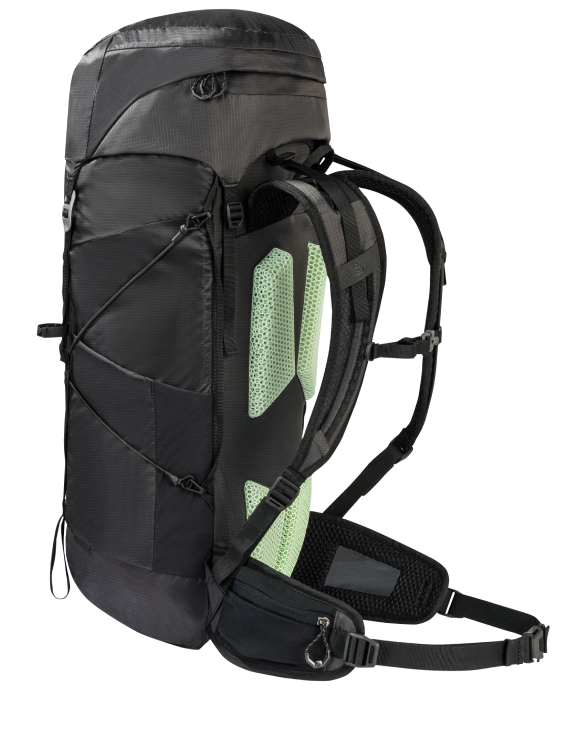 View of the rear of the backpack with the AERORISE carry system